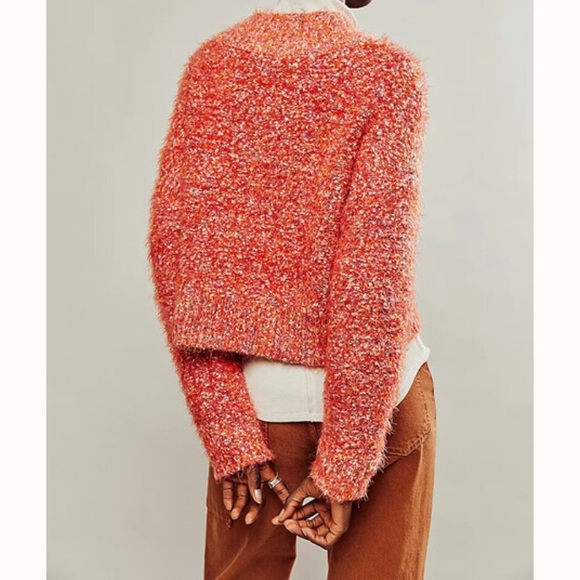 Free People Cozy Knit Sweater Flame Combo Color Size XL - Picture 2 of 12